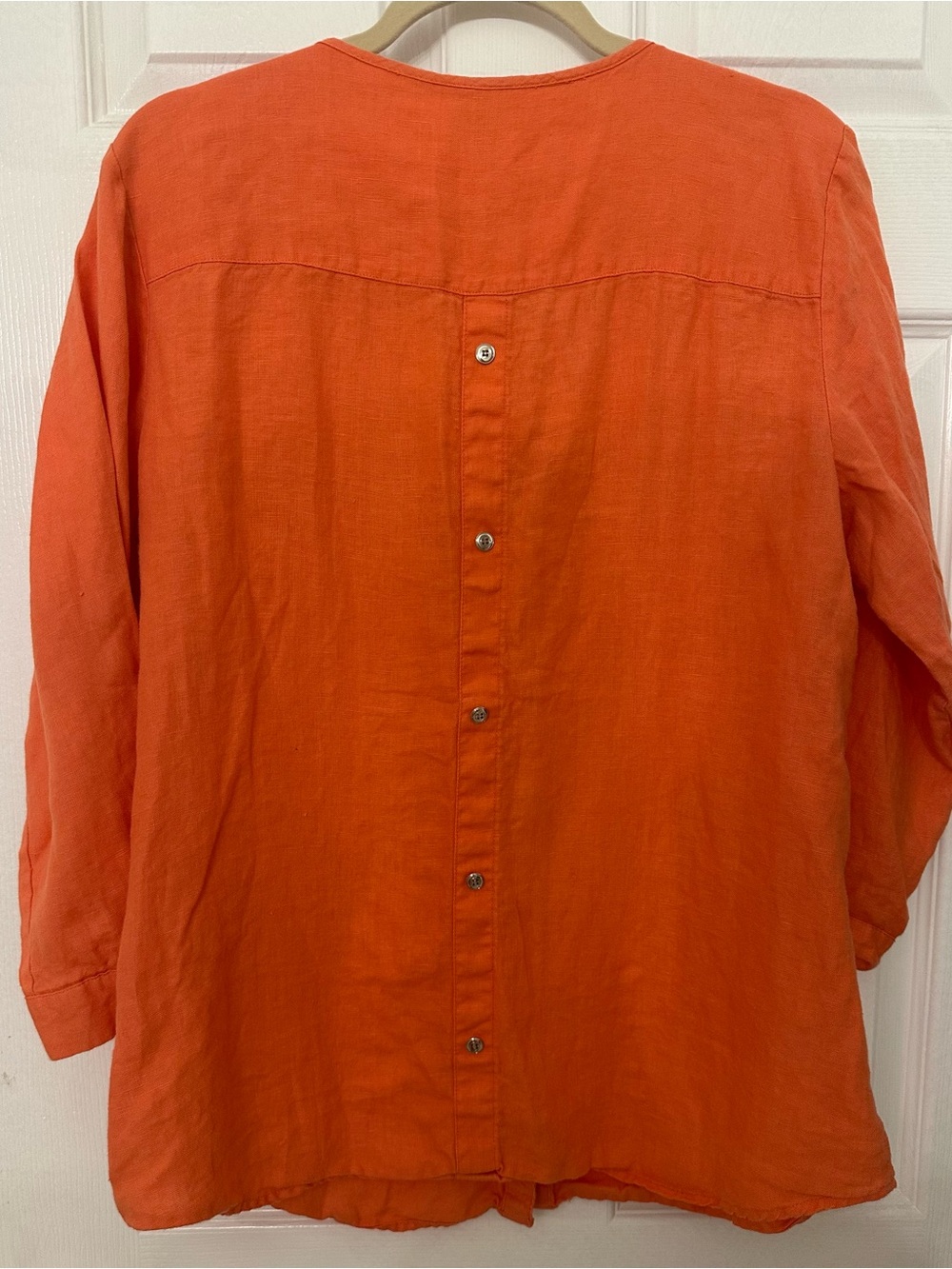 JM Collection Orange Button-Front Utility Shirt - Picture 2 of 5